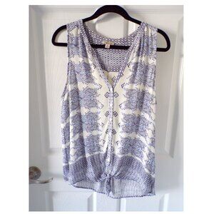 Lucky Brand Blue & White Print Tank Top Size Medium